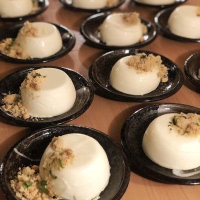 Buttermilk panna cotta with lemon & thyme crumb