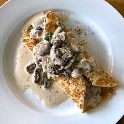Mushroom stuffed pancakes