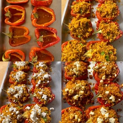 PEPPERS STUFFED WITH SPICED ORZO AND BULGUR WHEAT