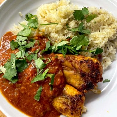 Tandoori fish with a “cheats” curry sauce