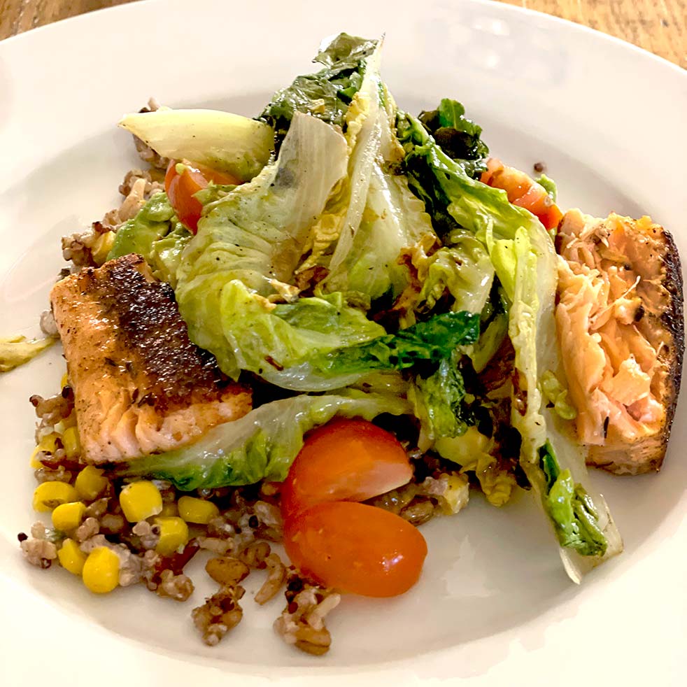 Cajun salmon with quinoa salad