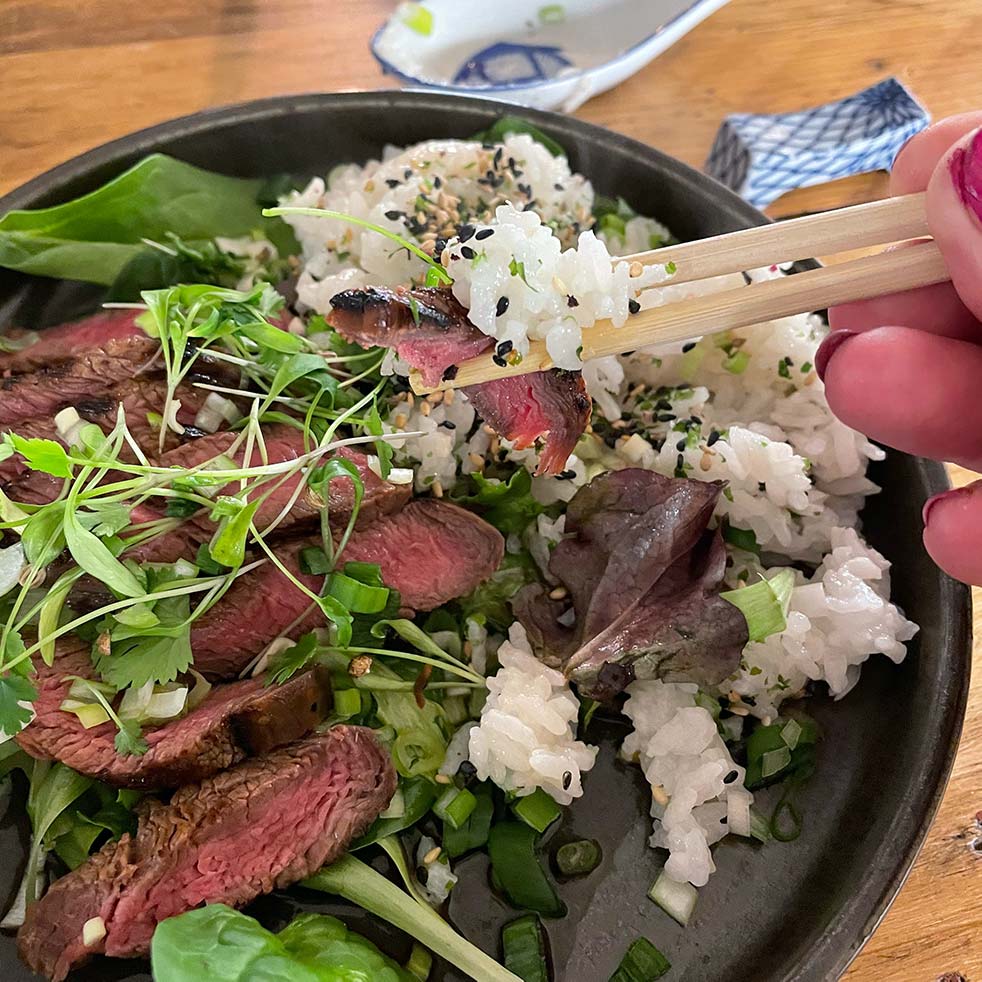 Beef Teriyaki served