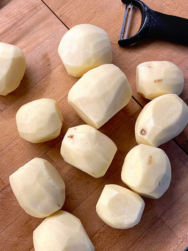 Peeled potatoes