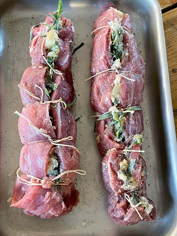 Pork fillet stuffed with gorgonzola