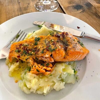 Salmon with chive and lemon butter
