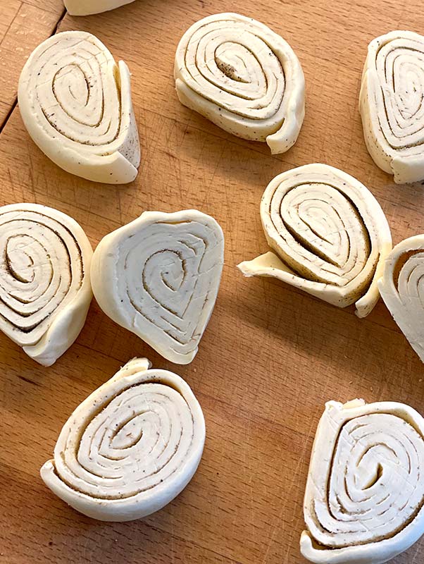Cardamom custard tarts rolled and sliced