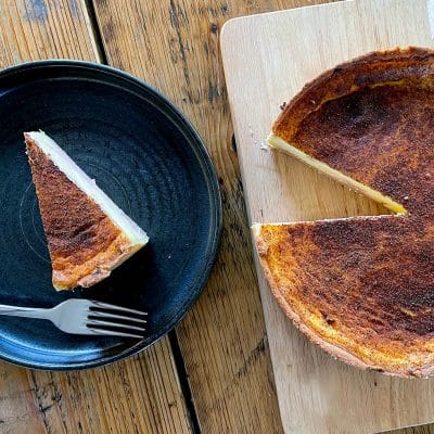 Custard tart with rhubarb
