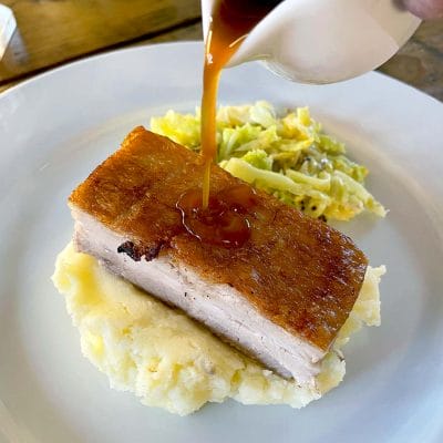 Pressed cider braised pork belly
