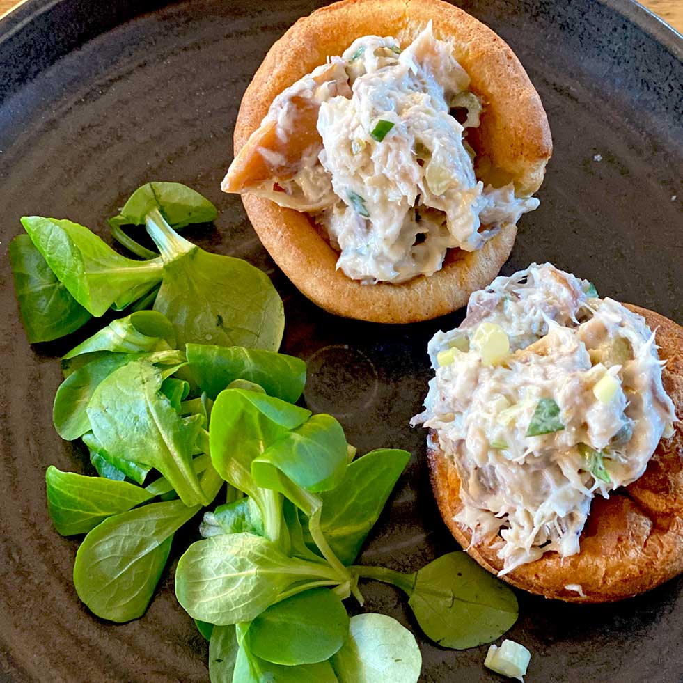 Smoked mackerel paté in Yorkshire puddings