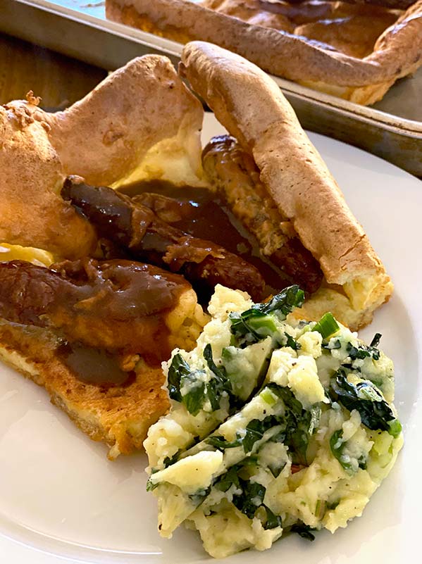 Toad in the hole served with colcannon