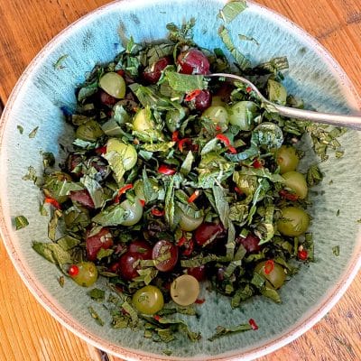 Grape chilli and mint relish