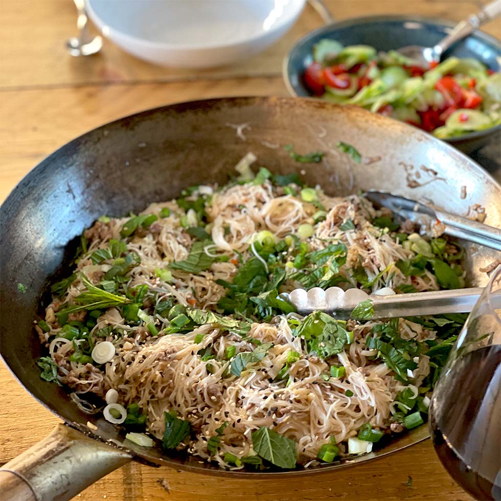 Thai chilli minced beef and noodles
