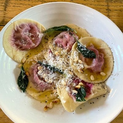 Beetroot ravioli