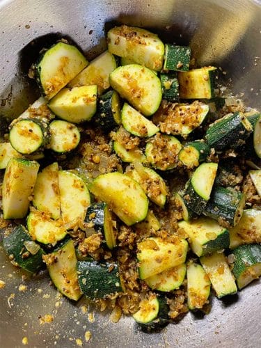 Courgettes cooking for the curry