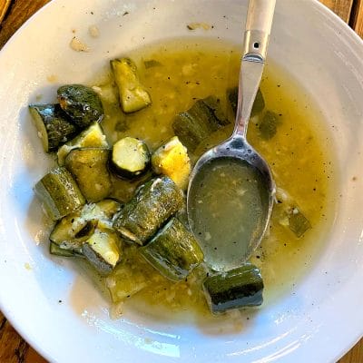 Slow cooked courgettes