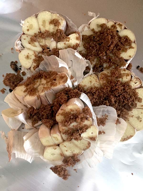 Whole garlic bulb ready to roast