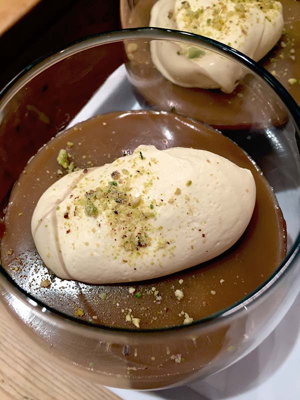 Chocolate & Pastis Cream served