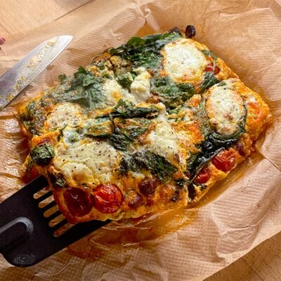 Chorizo, Tomato & Spinach Frittata served