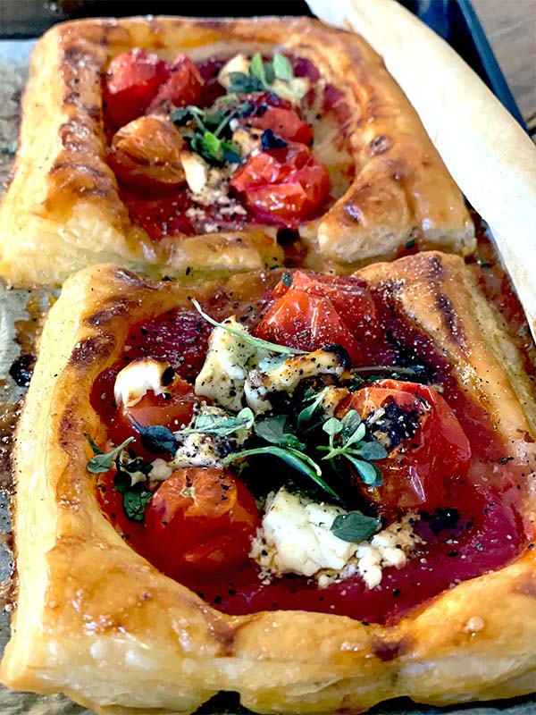 Super Simple Tomato & Feta Tart served