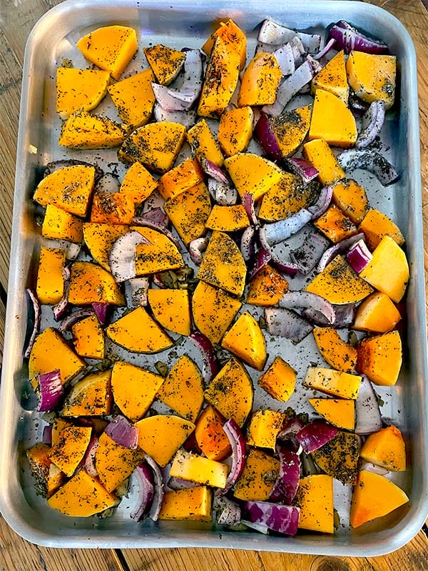 Butternut squash ready to bake