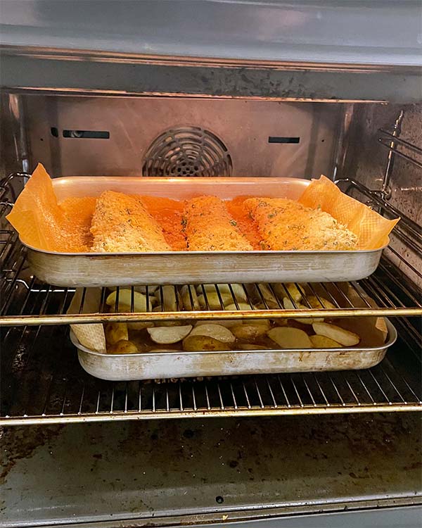 Fish and chips in the oven