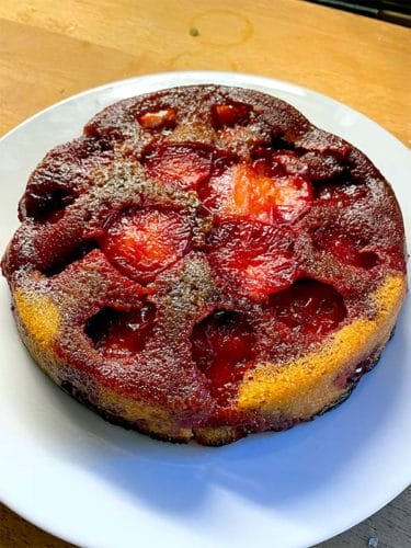 Plum tart cooked ready to serve