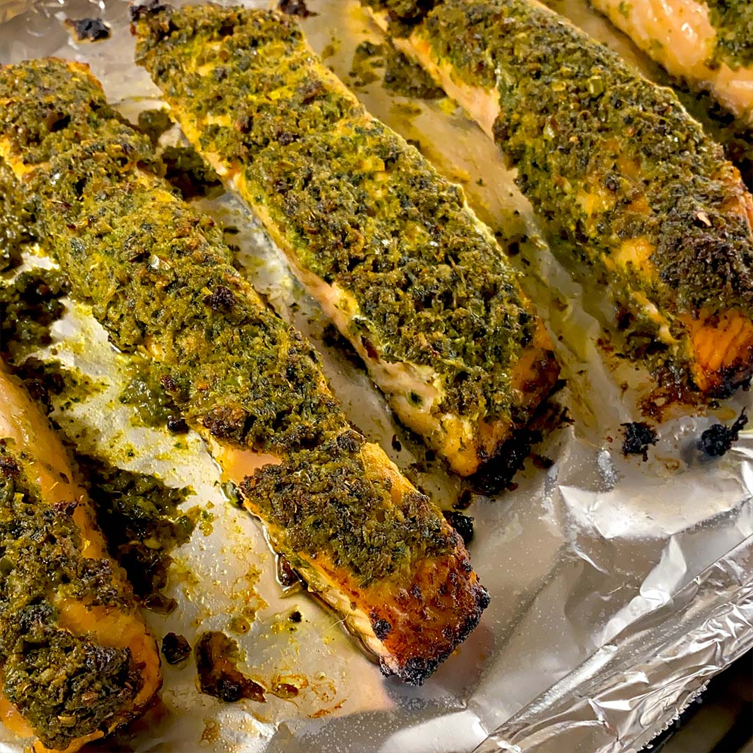 Salmon with a curry crust