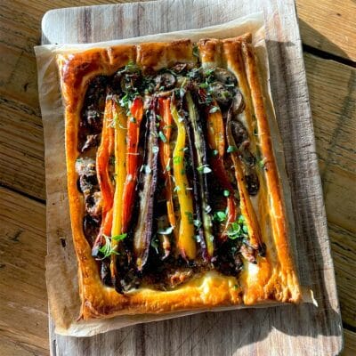 Mushroom and carrot tart