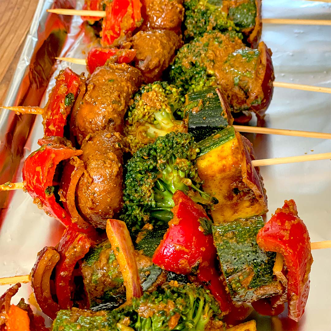 Tandoori vegetable skewers