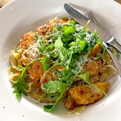 Chicken Milanese with pasta