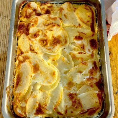 Gratin potatoes fresh from the oven