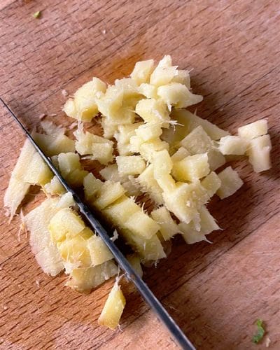 Chopping ginger