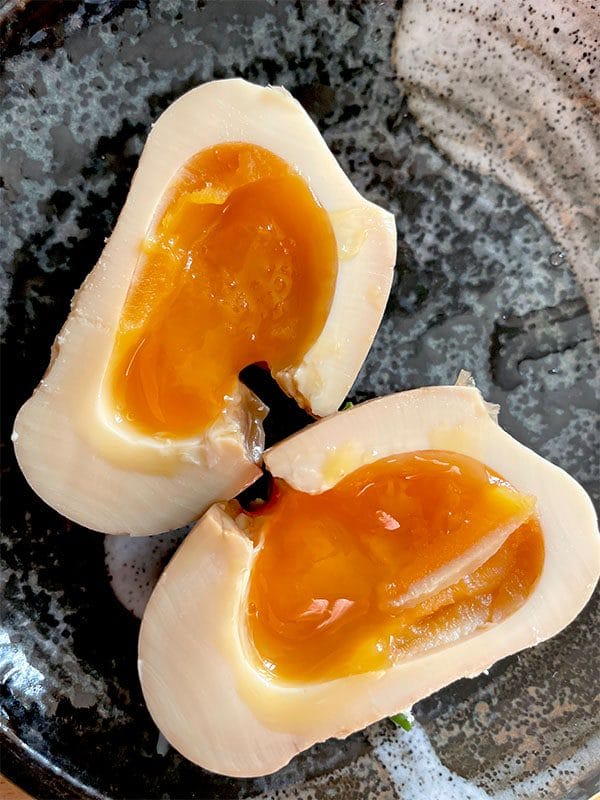 Soy Eggs - shoyu tamago served