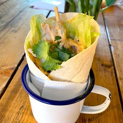 Coronation chicken wrap