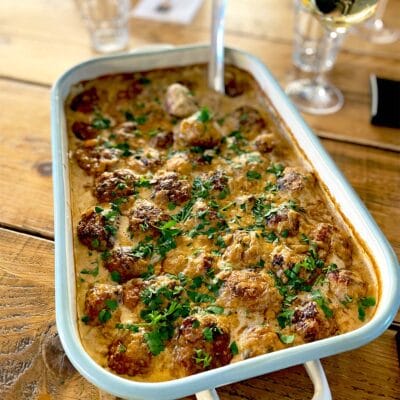 Chicken meatballs with Cajun sauce