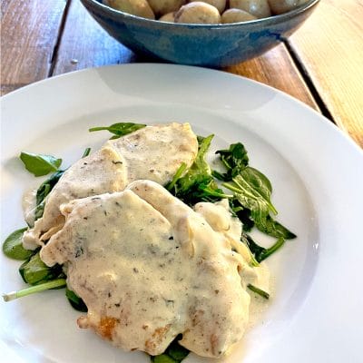 Creamy Chicken Fillets with Wilted Spinach