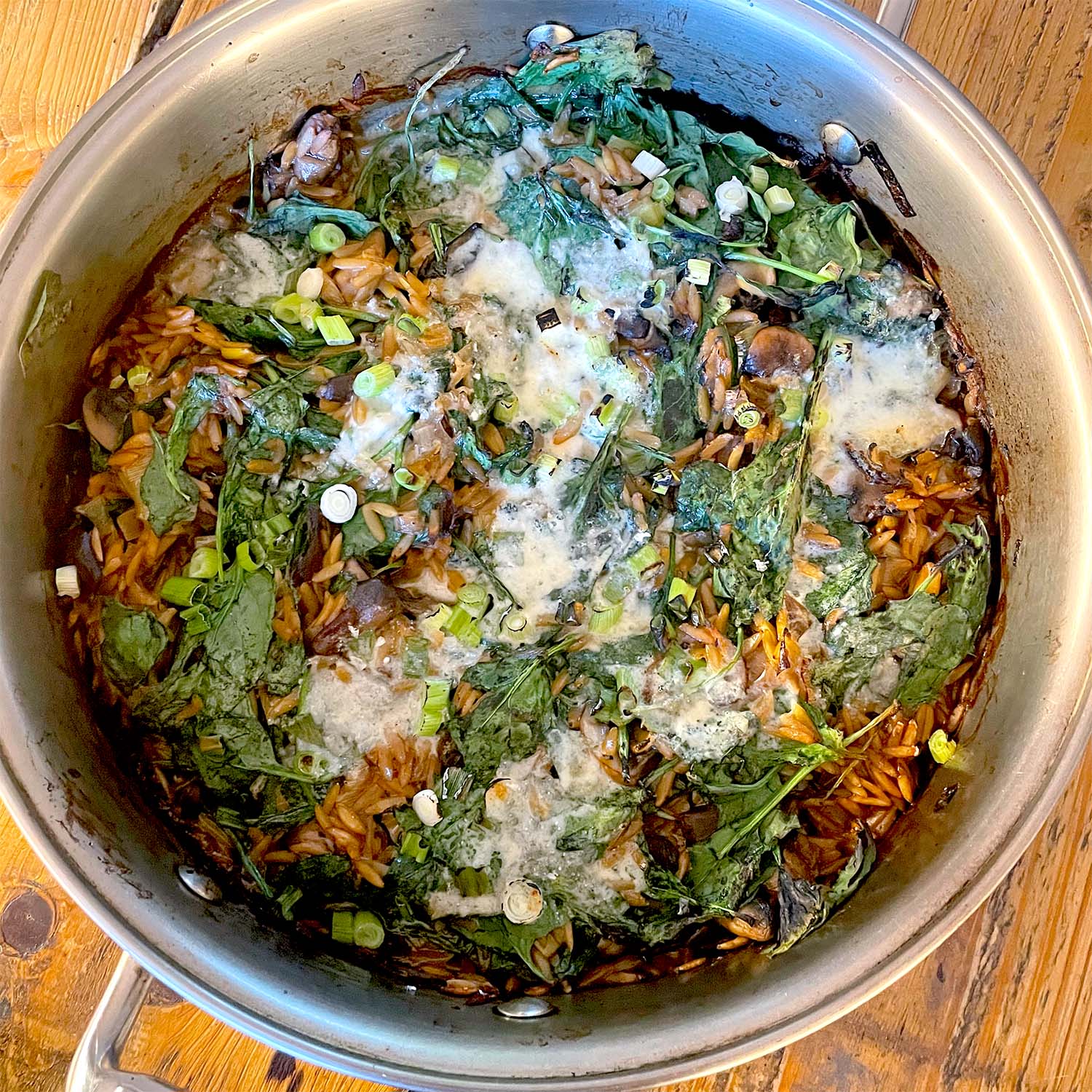 Mushroom, Spinach & Blue Cheese Orzo Bake