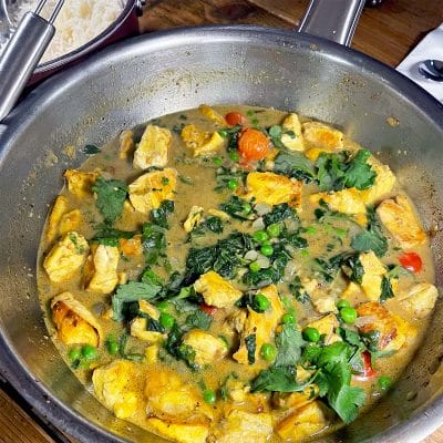 Mushroom spinach and tomato curry