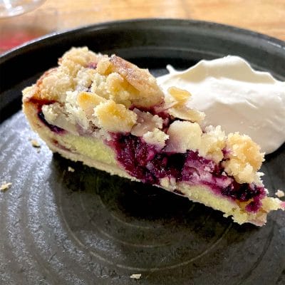 Black forest fruit streusel tart