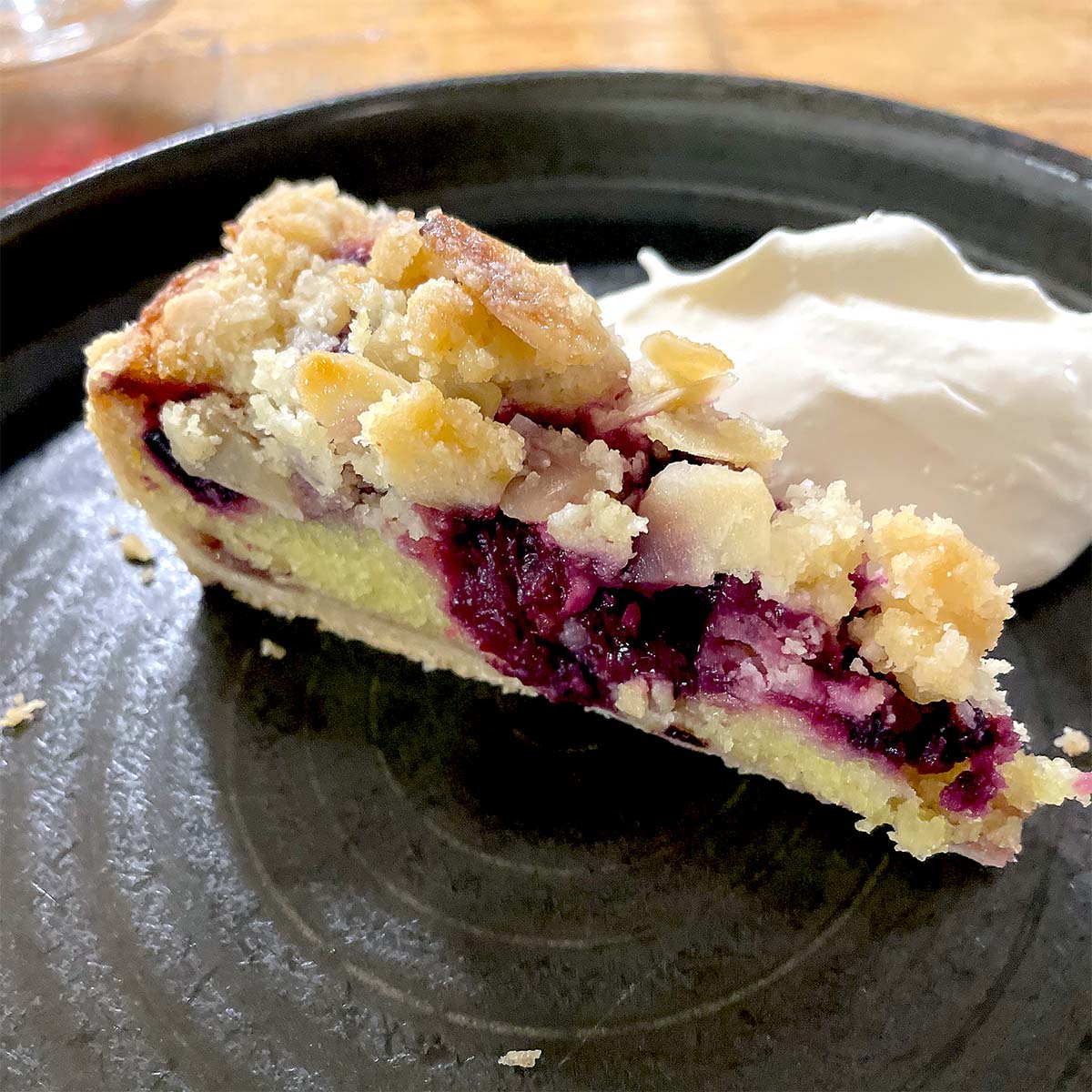 Black forest fruit streusel tart