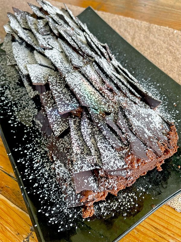 Chocolate Yule Log served