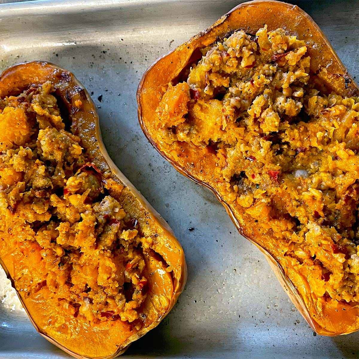 Sausage Stuffed Butternut Squash