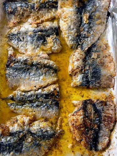 Roasting Greek style sardines