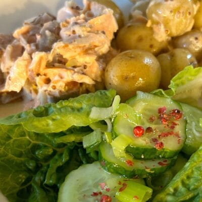 Hot Smoked Salmon with Mustard Cream Sauce