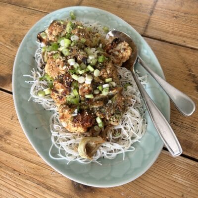 Miso Roasted Cauliflower with Rice Noodles