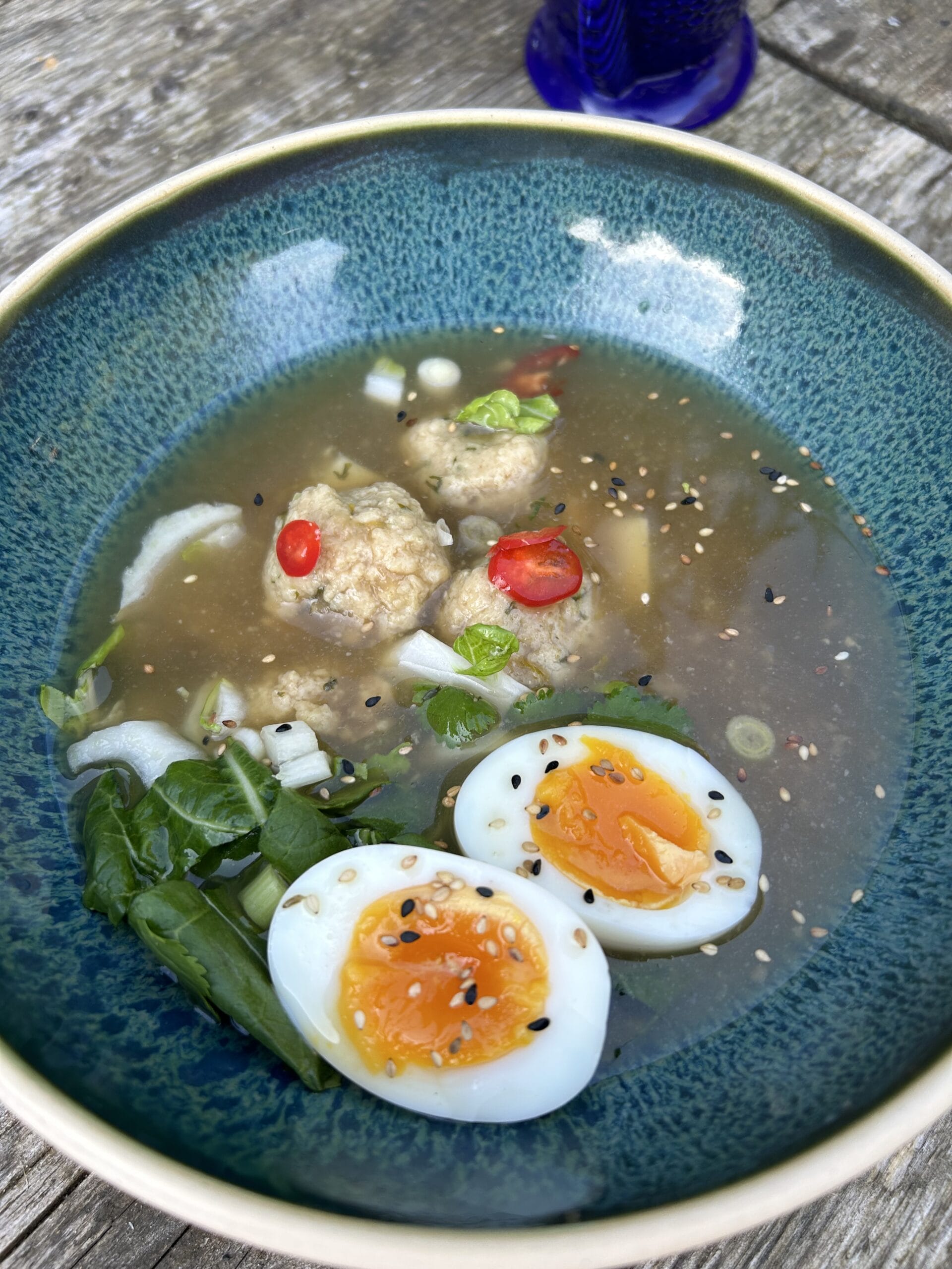 Asian Style Matzo Ball Chicken Broth