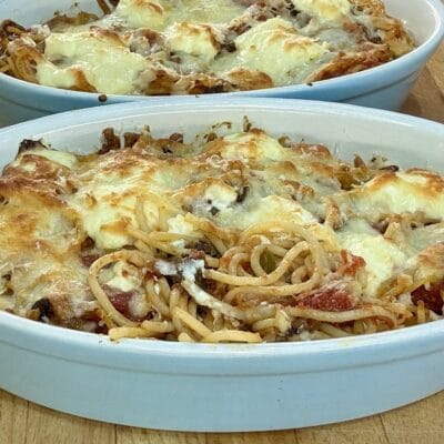 Mushroom & Pepper Baked Spaghetti
